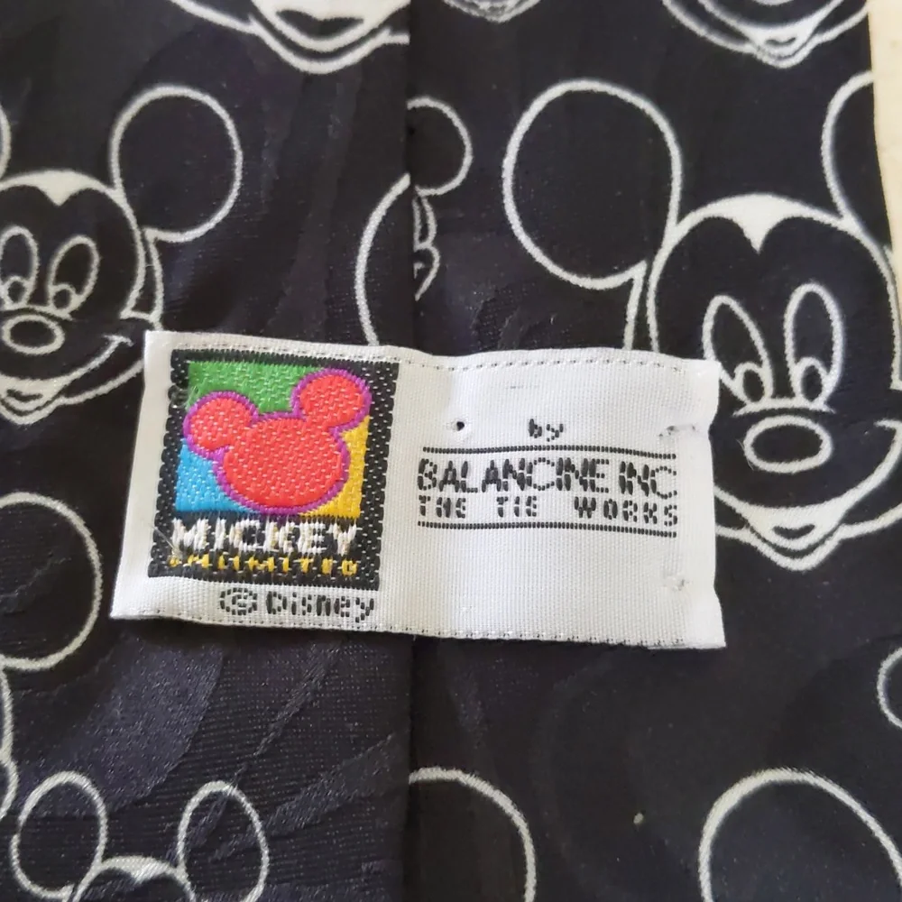 Disney Mickey Mouse Tie Black White Mickey Unlimited USA Made
